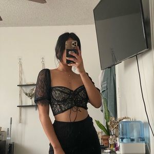 Black lace bustier